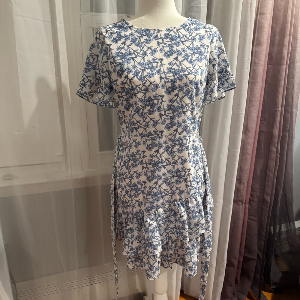 Floral Blue and White Dress